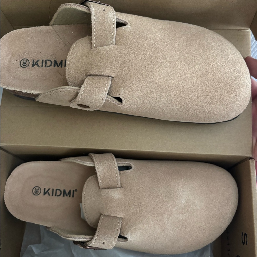 Tan clog shoes
